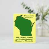 Wisconsinite Champions Football, kaas en bier Briefkaart (Staand voorkant)