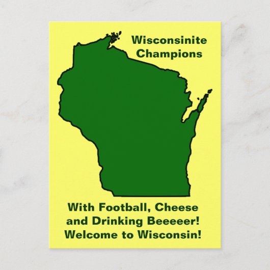 Wisconsinite Champions Football, kaas en bier Briefkaart (Voorkant)