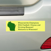 Wisconsinite Champions Football, kaas en bier Bumpersticker (Op auto)