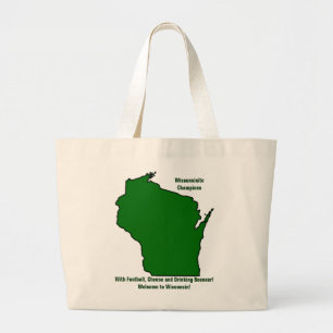 Wisconsinite Champions Football, kaas en bier Grote Tote Bag