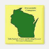 Wisconsinite Champions Football, kaas en bier Magneet (Voorkant)