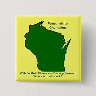 Wisconsinite Champions Football, kaas en bier Vierkante Button 5,1 Cm