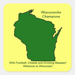 Wisconsinite Champions Football, kaas en bier Vierkante Sticker