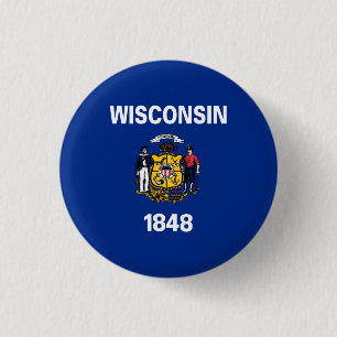 Wisconsinse staatsvlag ronde button 3,2 cm