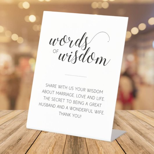 Wisdom Advice for Passen getrouwd Wedding Reclamebord Met Voetstuk