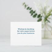 Wisdom (blauwe toiletkom) briefkaart (Staand voorkant)