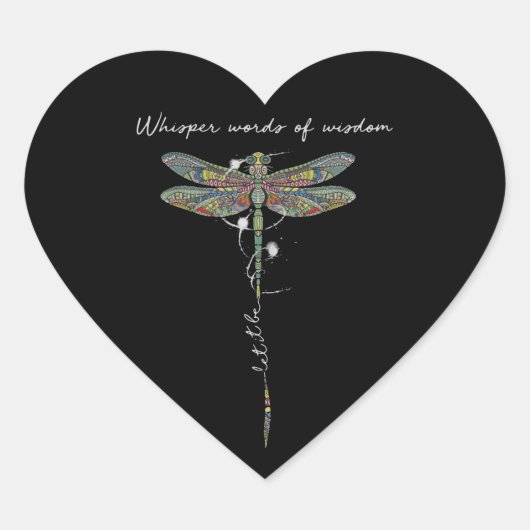 Wisdom Brocade Dragonfly Hart Sticker (Voorkant)