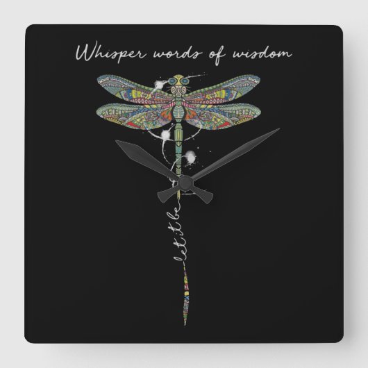 Wisdom Brocade Dragonfly Vierkante Klok (Voorkant)