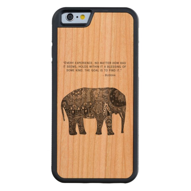 Wisdom Buddha Elephant Phone Carved Wood iPhone Hoesje (Achterkant)
