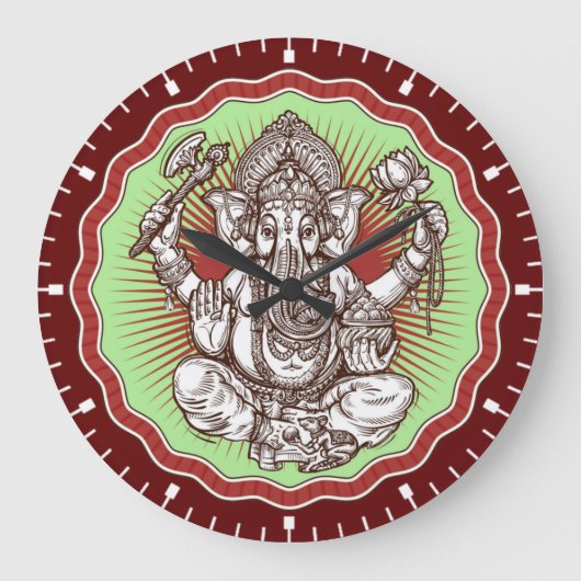 Wisdom Ganapati India Hindu Lord Ganesha Elephant Grote Klok (Voorkant)