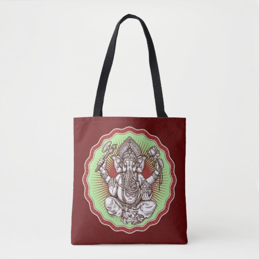 Wisdom Ganapati India Hindu Lord Ganesha Elephant Tote Bag (Voorkant)