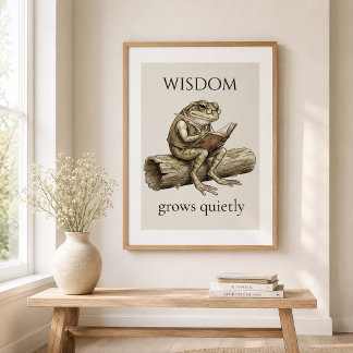 "Wisdom Grows Quietly Frog", Glanzende Poster