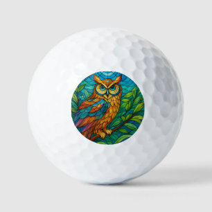 Wisdom in Glas Gebrandschilderde Uil met Bloemen Golfballen
