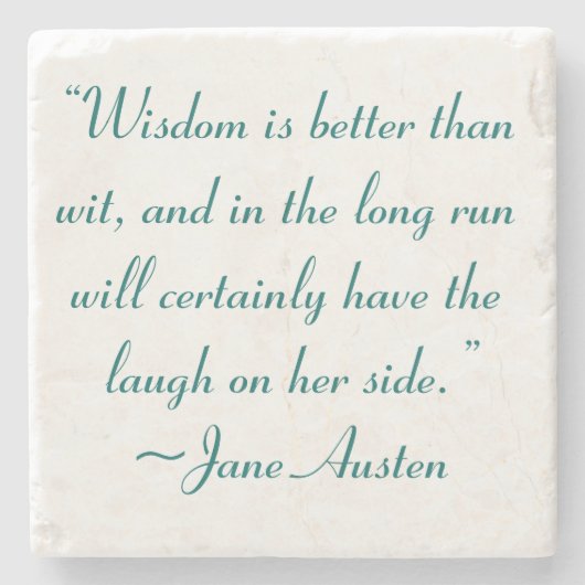 Wisdom is beter dan Wit Jane Austen Quote Stenen Onderzetter (Voorkant)