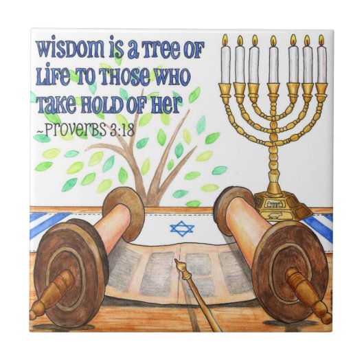 Wisdom is een Tree of Life Tegel / Trivet / Sierad Tegeltje (Voorkant)