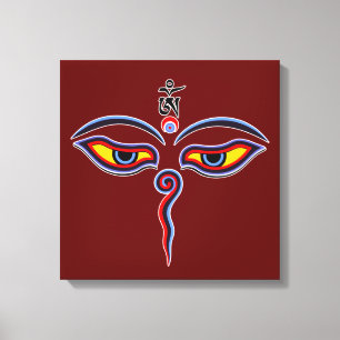 Wisdom-ogen van boeddha - Bodhnath - tempelogen Canvas Afdruk