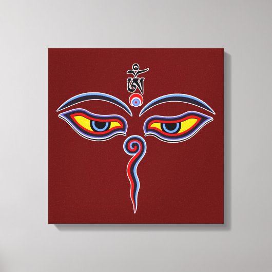 Wisdom-ogen van boeddha - Bodhnath - tempelogen Canvas Afdruk (Voorkant)