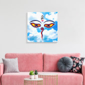 Wisdom-ogen van boeddha - Bodhnath - tempelogen Canvas Afdruk (Insitu (Woonkamer))
