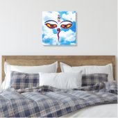 Wisdom-ogen van boeddha - Bodhnath - tempelogen Canvas Afdruk (Insitu (Slaapkamer))