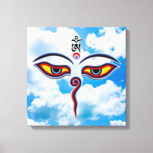 Wisdom-ogen van boeddha - Bodhnath - tempelogen Canvas Afdruk