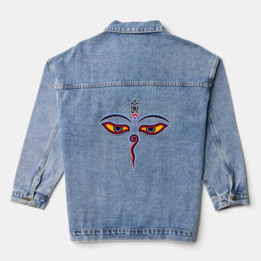 Wisdom-ogen van boeddha - Bodhnath - tempelogen Denim Jacket (Achterkant)