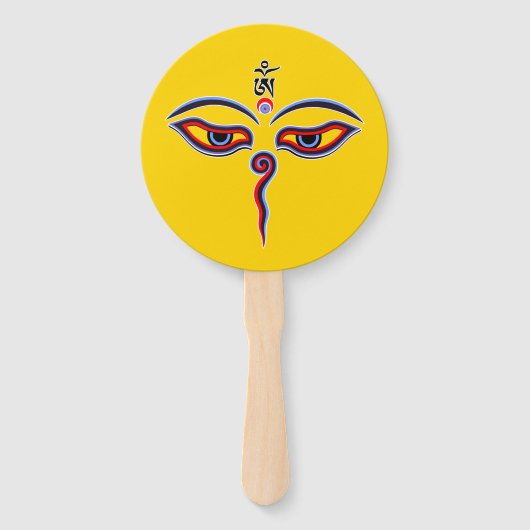 Wisdom-ogen van boeddha - Bodhnath - tempelogen Handwaaier (Achterkant)