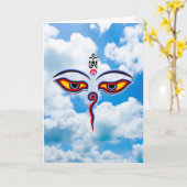 Wisdom-ogen van boeddha - Bodhnath - tempelogen Kaart (Gele Bloem)