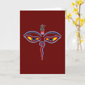 Wisdom-ogen van boeddha - Bodhnath - tempelogen Kaart (Gele Bloem)