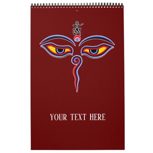 Wisdom-ogen van boeddha - Bodhnath - tempelogen Kalender (Hoes)