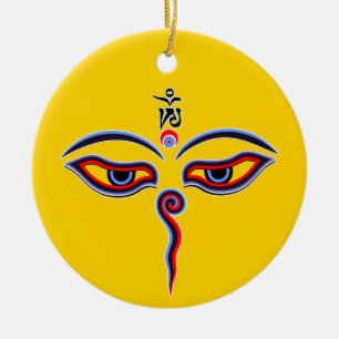 Wisdom-ogen van boeddha - Bodhnath - tempelogen Keramisch Ornament
