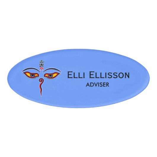 Wisdom-ogen van boeddha - Bodhnath - tempelogen Naambadge (Voorkant)