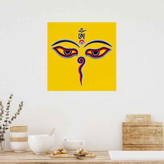 Wisdom-ogen van boeddha - Bodhnath - tempelogen Poster (Keuken)