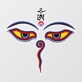Wisdom-ogen van boeddha - Bodhnath - tempelogen Raamsticker (Vel)