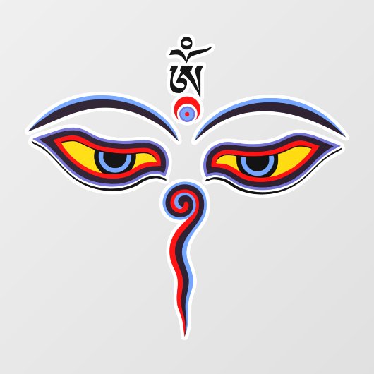 Wisdom-ogen van boeddha - Bodhnath - tempelogen Raamsticker (Vel)