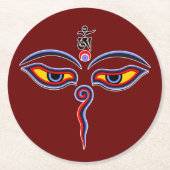 Wisdom-ogen van boeddha - Bodhnath - tempelogen Ronde Kartonnen Onderzetter (Voorkant)