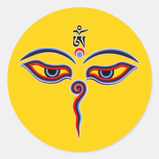Wisdom-ogen van boeddha - Bodhnath - tempelogen Ronde Sticker (Voorkant)
