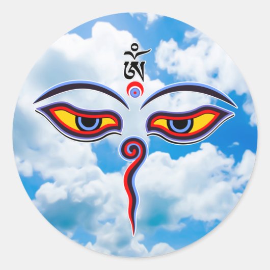 Wisdom-ogen van boeddha - Bodhnath - tempelogen Ronde Sticker (Voorkant)
