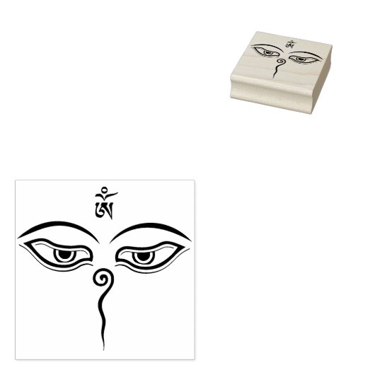Wisdom-ogen van boeddha - Bodhnath - tempelogen Rubberstempel (Gestempeld)
