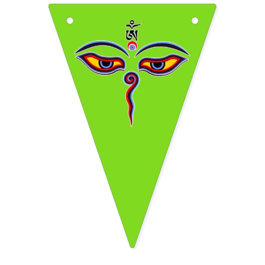 Wisdom-ogen van boeddha - Bodhnath - tempelogen Vlaggetjes (Derde vlag)
