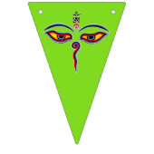 Wisdom-ogen van boeddha - Bodhnath - tempelogen Vlaggetjes (Derde vlag)