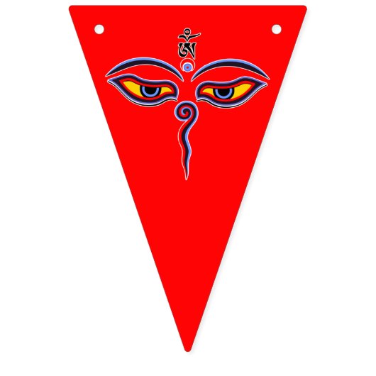 Wisdom-ogen van boeddha - Bodhnath - tempelogen Vlaggetjes (Tweede vlag)