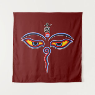 Wisdom-ogen van boeddha - Bodhnath - tempelogen Wandkleed