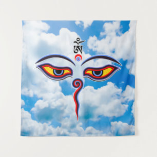 Wisdom-ogen van boeddha - Bodhnath - tempelogen Wandkleed