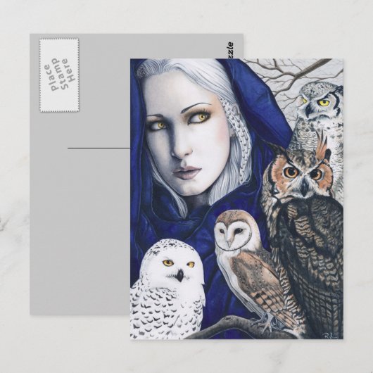 Wisdom Owls Shaman Fantasy Briefkaart (Voorkant / Achterkant)