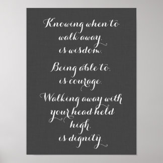Wisdom-Poster is weten wanneer je weg moet lopen Poster