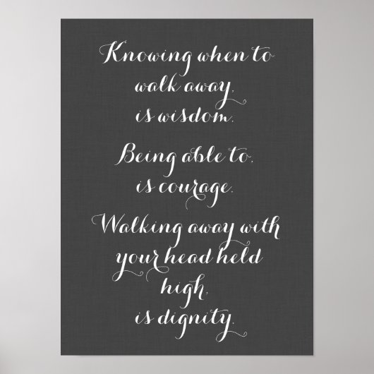 Wisdom-Poster is weten wanneer je weg moet lopen Poster (Voorkant)