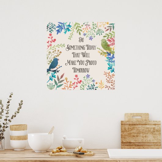 Wisdom Print 'doe iets vandaag' vogels, waterverf (Keuken)