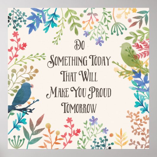 Wisdom Print 'doe iets vandaag' vogels, waterverf (Voorkant)