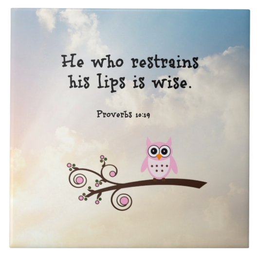 Wisdom - Proverbs 10:19, keramische tegel Tegeltje (Voorkant)