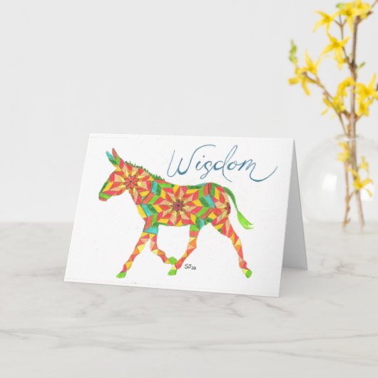 Wisdom Quilt Mule van Sherry Jarvis Folded Kaart (Gele Bloem)